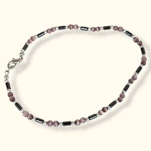(2/$20) Beaded Hematite & Glass Anklet